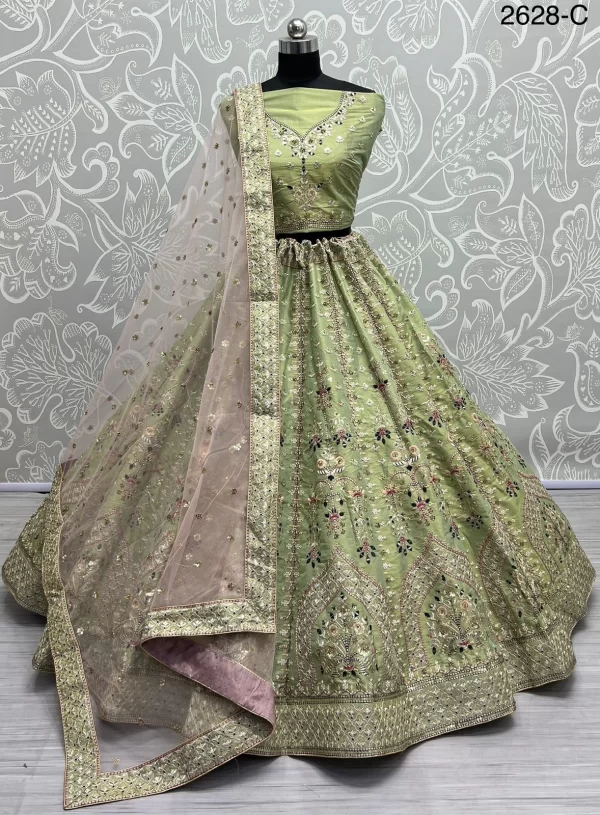 Sequence Embroidered Lehenga Choli (light green)