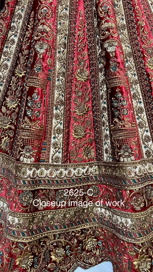 Embroidered Bridal Lehenga Choli (Red Gray)