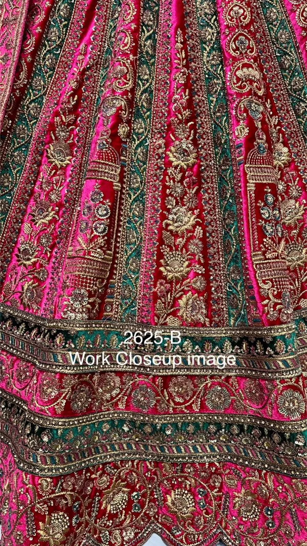 Embroidered Bridal Lehenga Choli (Red Green)