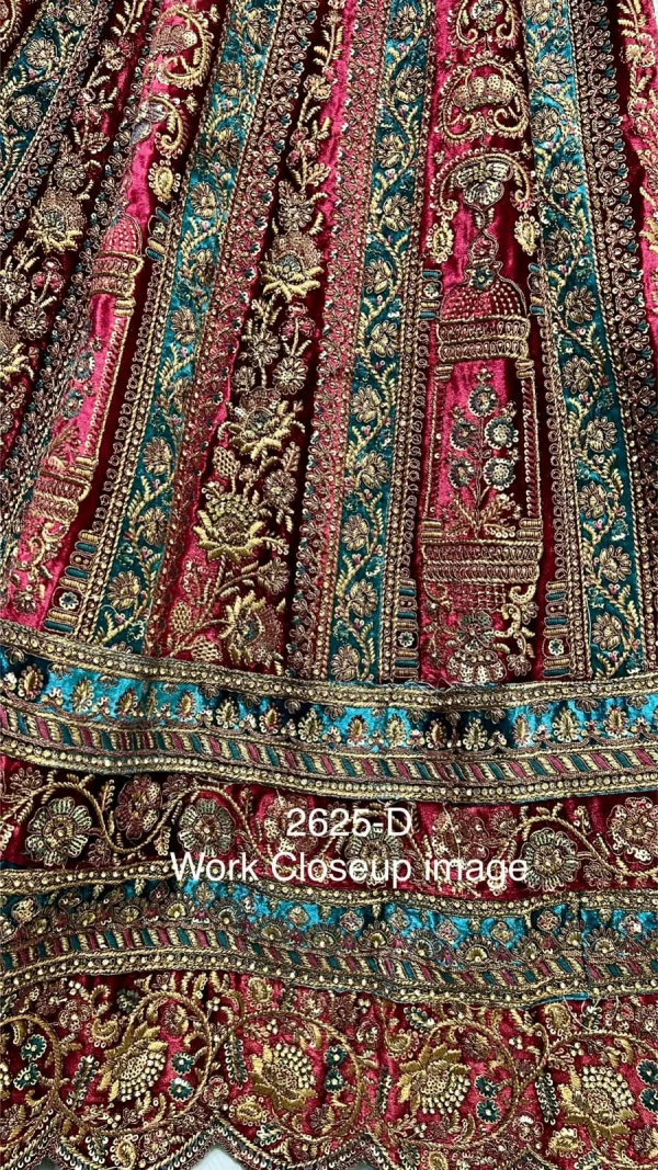 Embroidered Bridal Lehenga Choli (Red Skyblue)